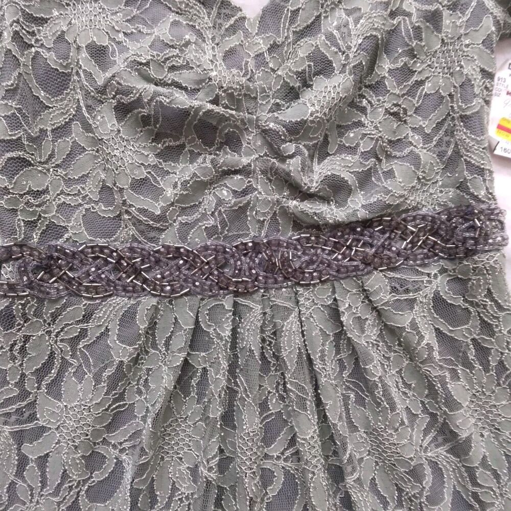 One by Eight Dress Gown Green Lace Overlay Regencycore Bridgerton Womens Size 6 - Picture 5 of 16